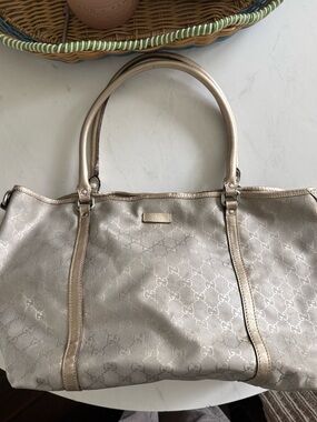 Gucci GG Imprime Gold Leather Medium Tote